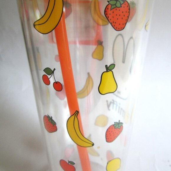 Miffy Rabbit Strawberry Banana Cherries Pear Gold Confetti Tumbler With Straw - Picture 4 of 8